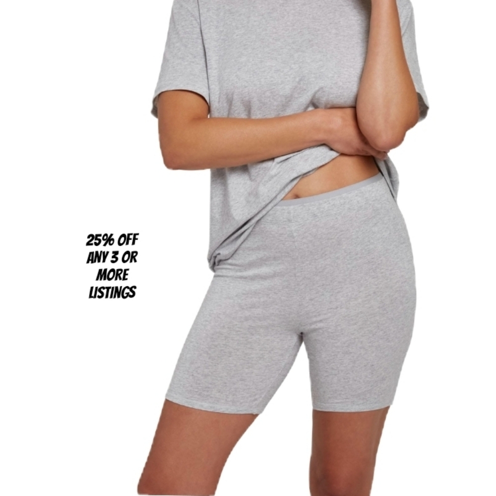 DKNY Gray Bike Shorts Size Large Women Stretch Athleisure Loungewear Everyday